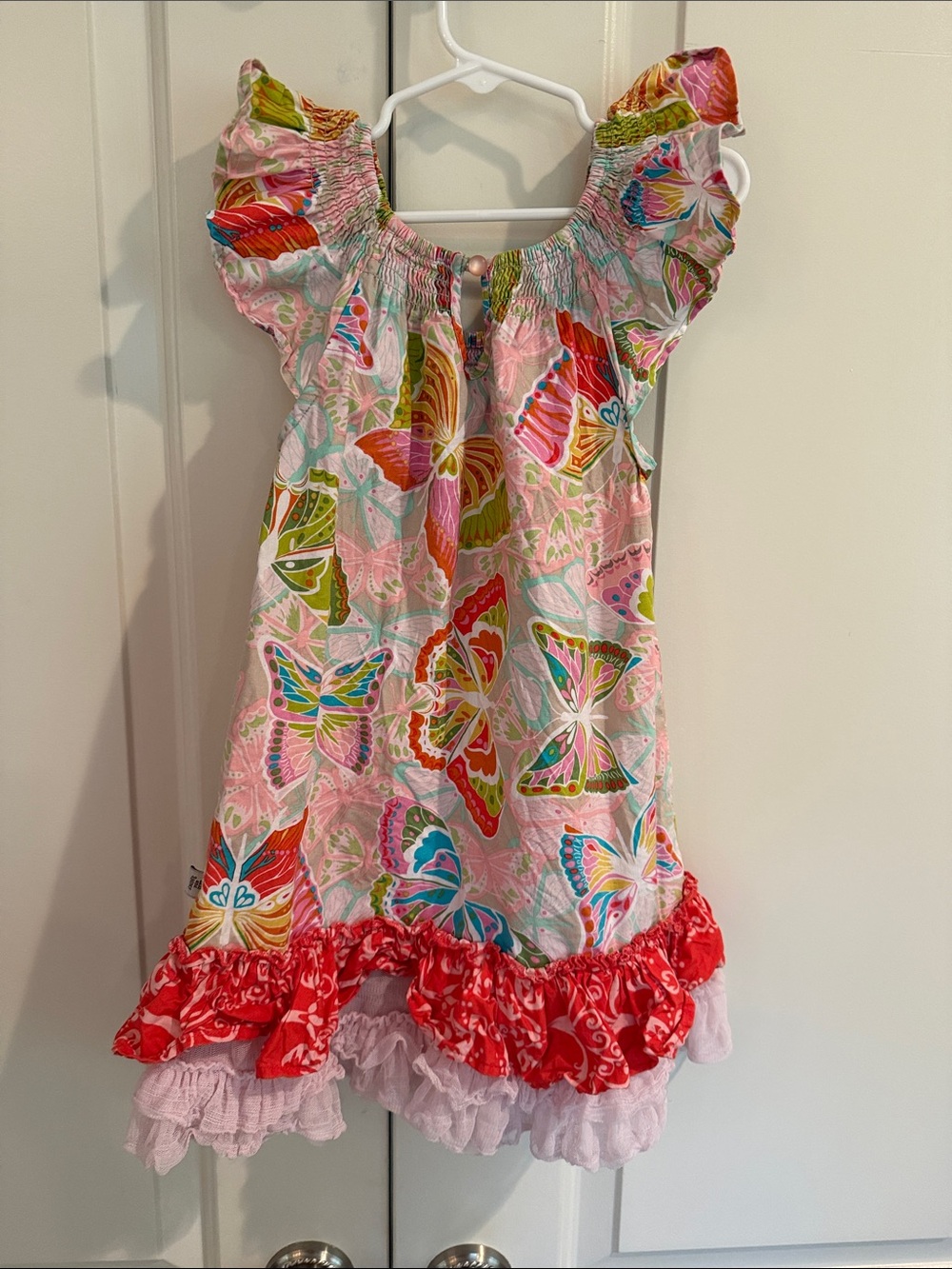 Pink Multi-Color Butterfly Ruffle Sundress for Girls - Picture 3 of 3
